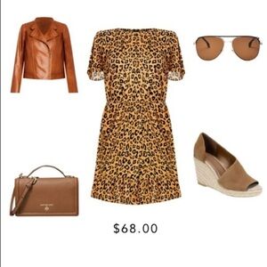 nwt //aqua leopard print crinkle dress